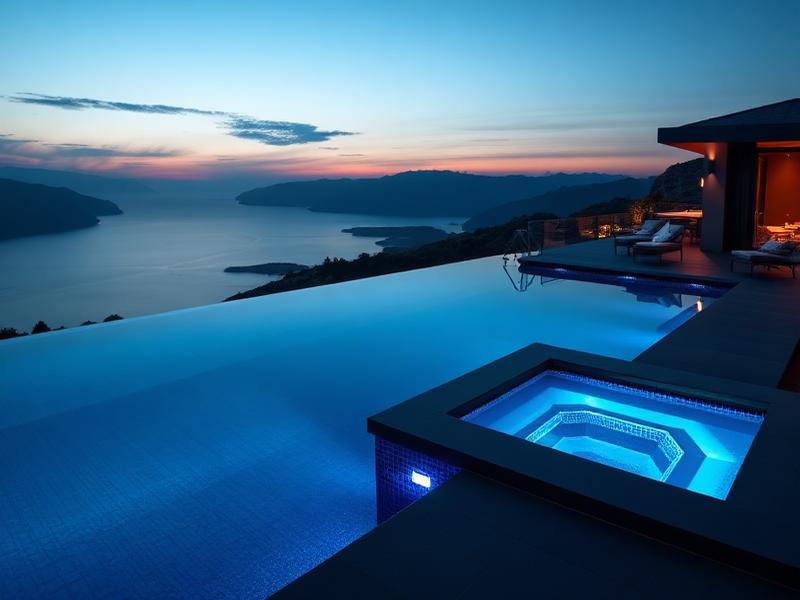 Infinity-edge pool at sunset
