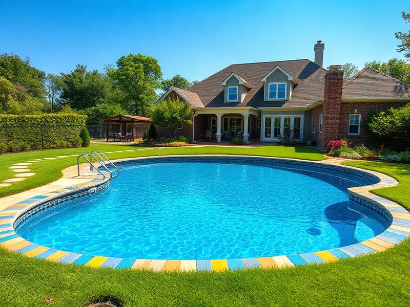 Backyard pool with grotto